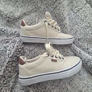 Vans Men’s Size 8 Cream Deluxe Comfort Sneakers | Off White Lace Up Shoes